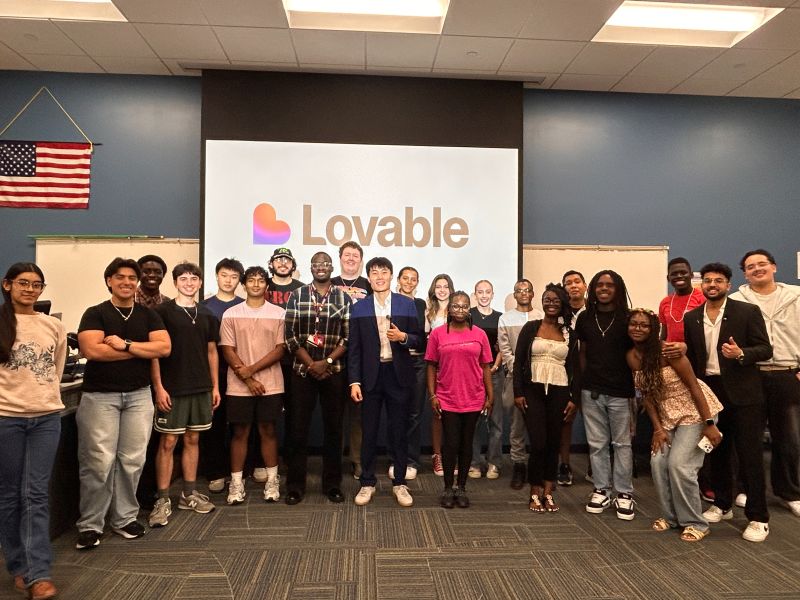Students standing together with the NGF team after an AI build workshop